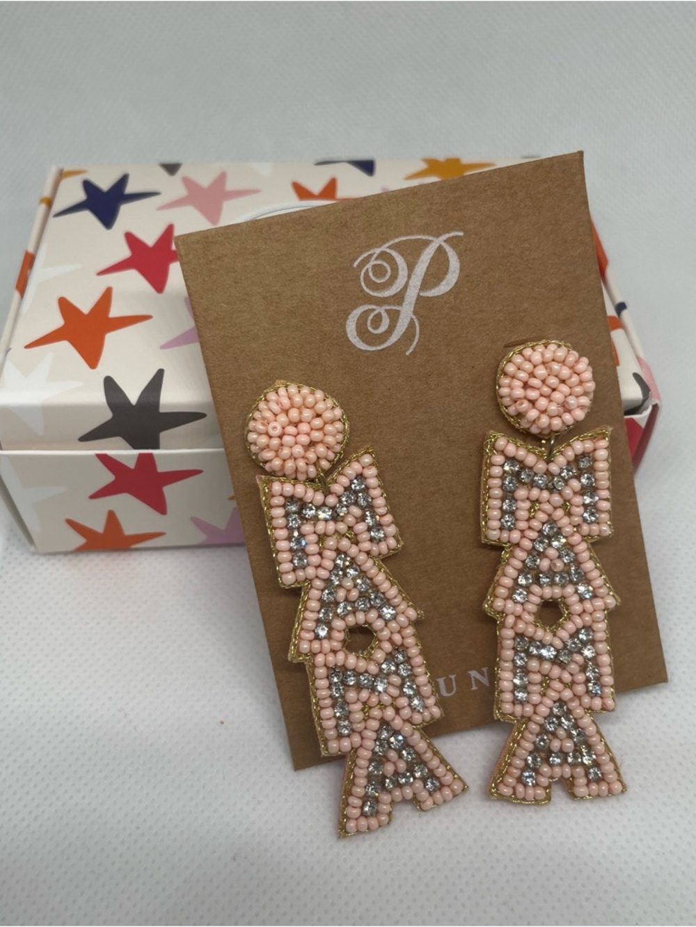 NIB Plunder Bling Mama Hanging Beaded and Rhinestone Earrings Gift Mothers Day 🩷